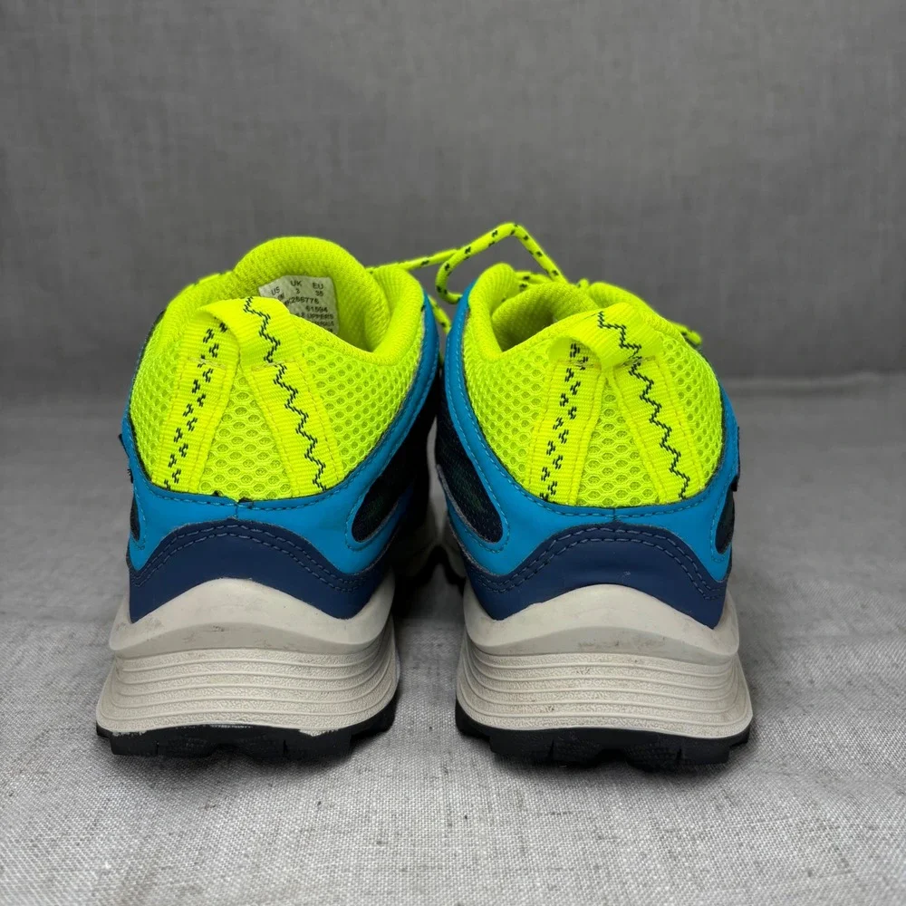Merrell Kids Moab Speed Mid Waterproof Hiking Shoes Blue Neon Yellow Size 4